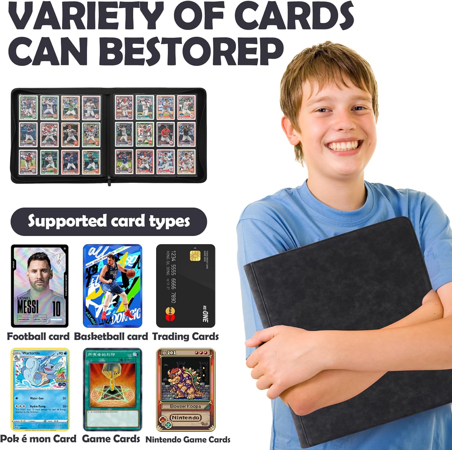 Trading Card Binder, 12 Pockets Trading Card Binder Ringless Side Loading Trading Card Album Folder for TCG,MTG,Sports Cards(Black)