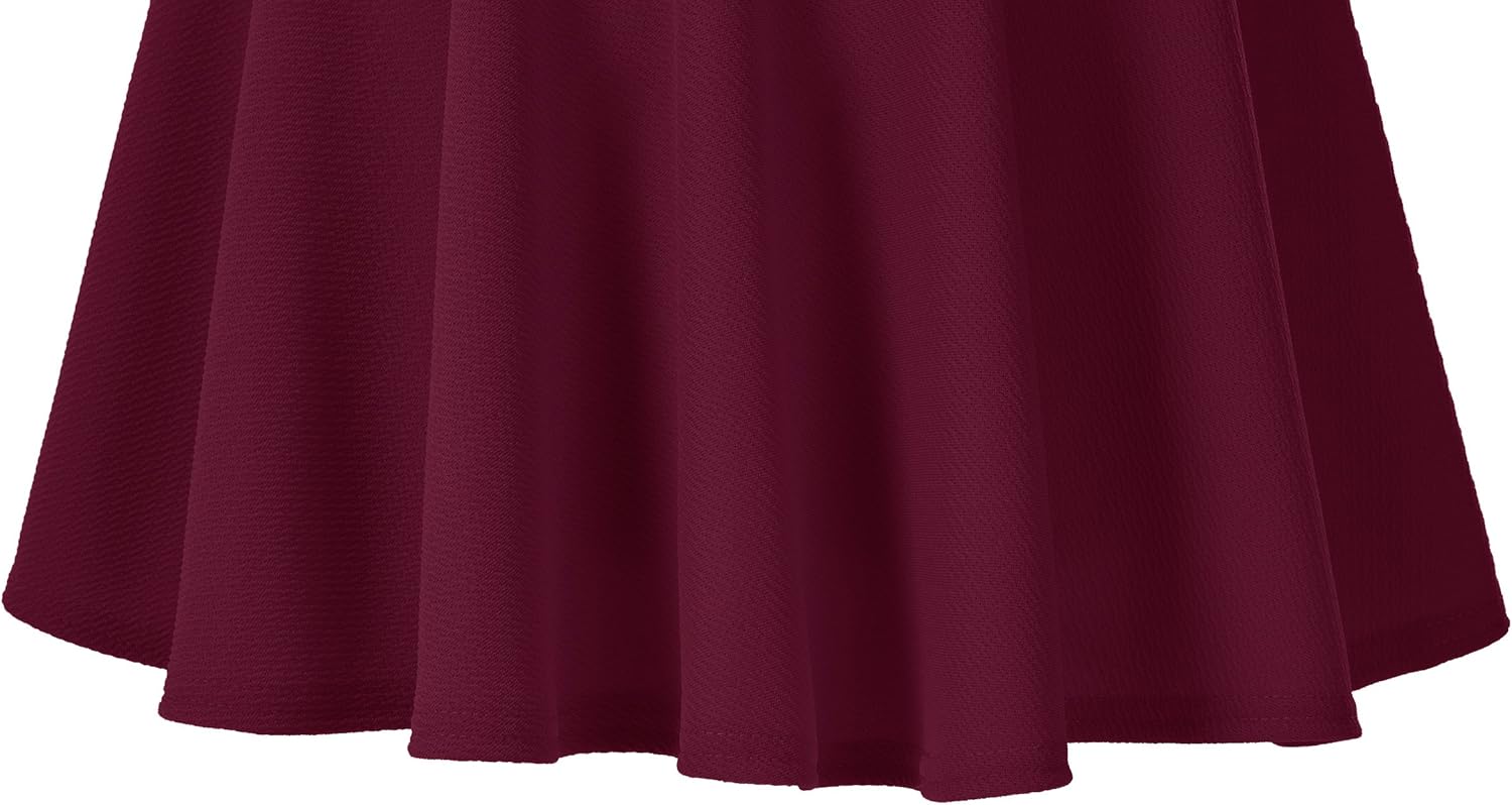 Urban CoCo Women's Basic Midi Skirt Versatile Stretchy Flared Casual High Waisted Skirt - Image 4