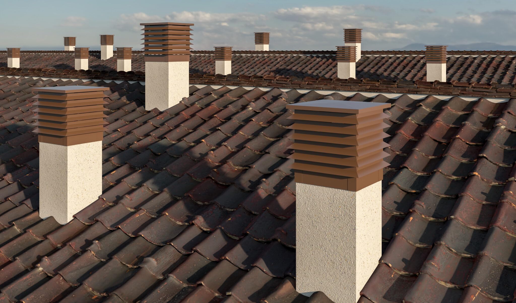 JOIMA - Remate de Chimenea de Aluminio. Modelo LETUR 6 LAMAS. 50 CM ANCHO x 70 CM LARGO x 50 CM DE ALTO. Fabricación bajo Pedido