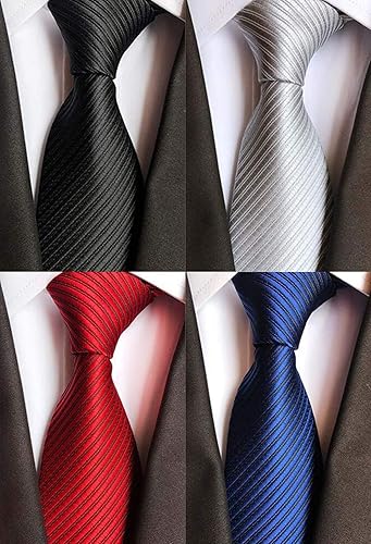 Vista 54 de WeiShang Lote de 6 corbatas clásicas de seda para hombre, corbatas tejidas jacquard