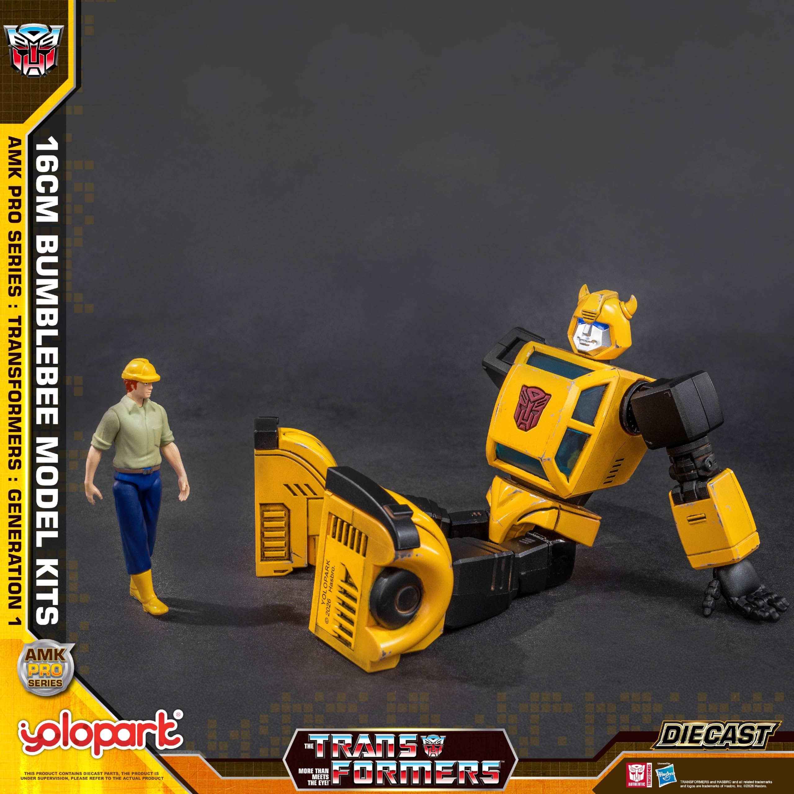 YOLOPARK Transformers G1 Bumblebee Action Figure-Diecast wersja AMK PRO Series 6,3 cala wysoko przegubowa zabawka dla osób od 15 lat, nieprzekształcalny zestaw modelarski Bumblebee