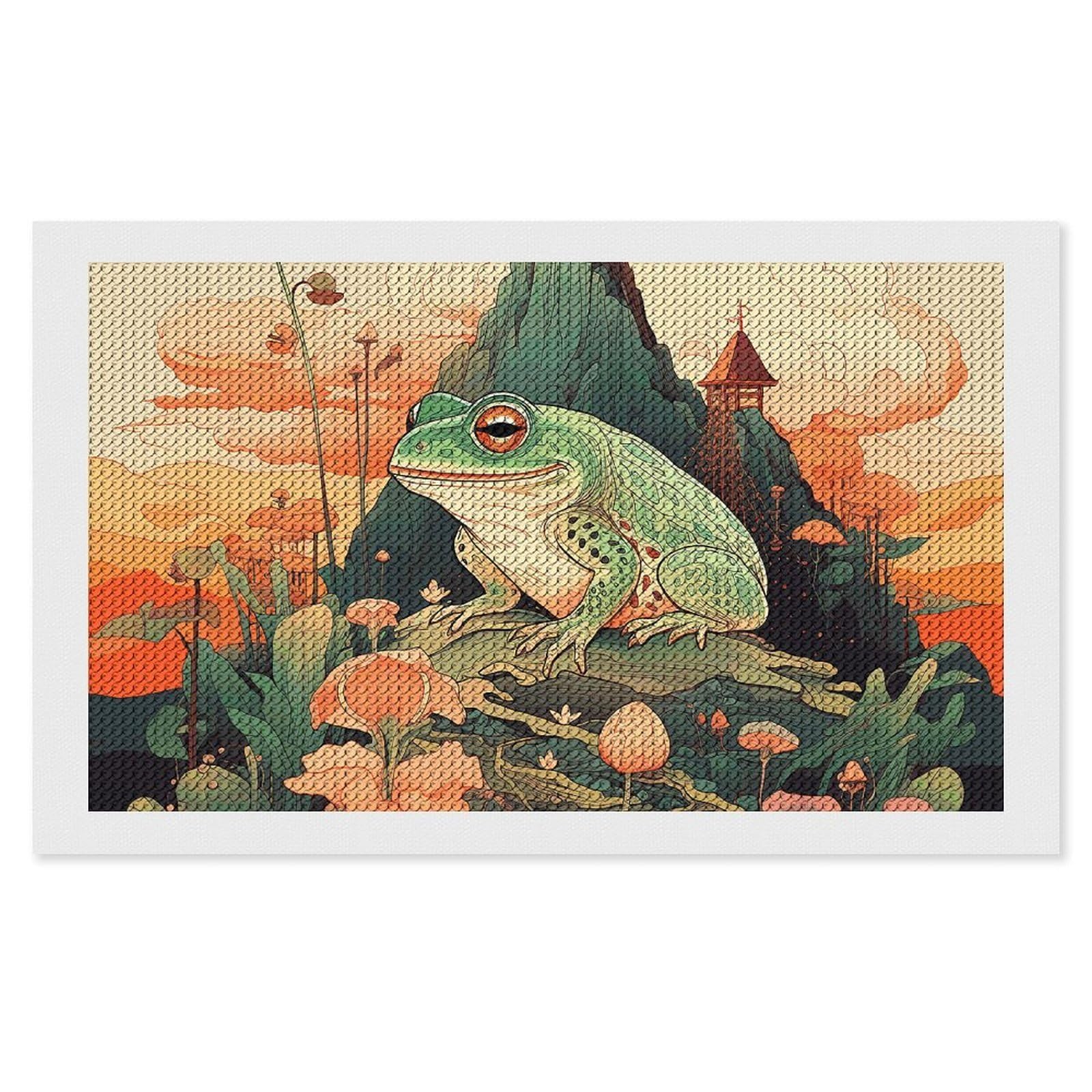 NONHAI Diamond Painting Kits for Adults - DIY Diamond Art Kits for Beginners - Full 5D Paint Drill Diamond Dots Paintings- Frog on Mountain Diamonds Pictures Gem Art and Craft Wall Decor 12"x20"