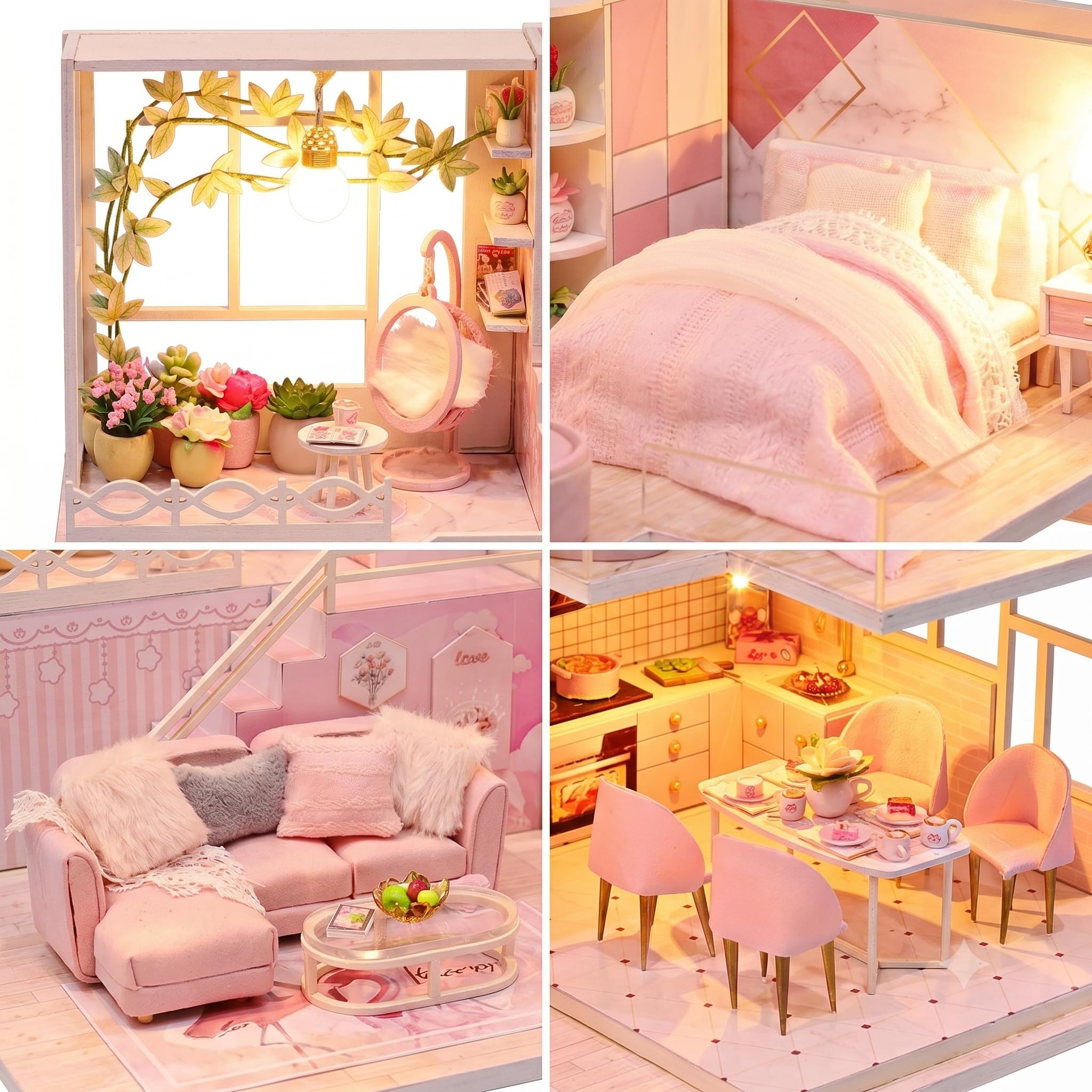 Maison Miniature de Poupée DIY, Maquette en Bois 3D Kit de Construction