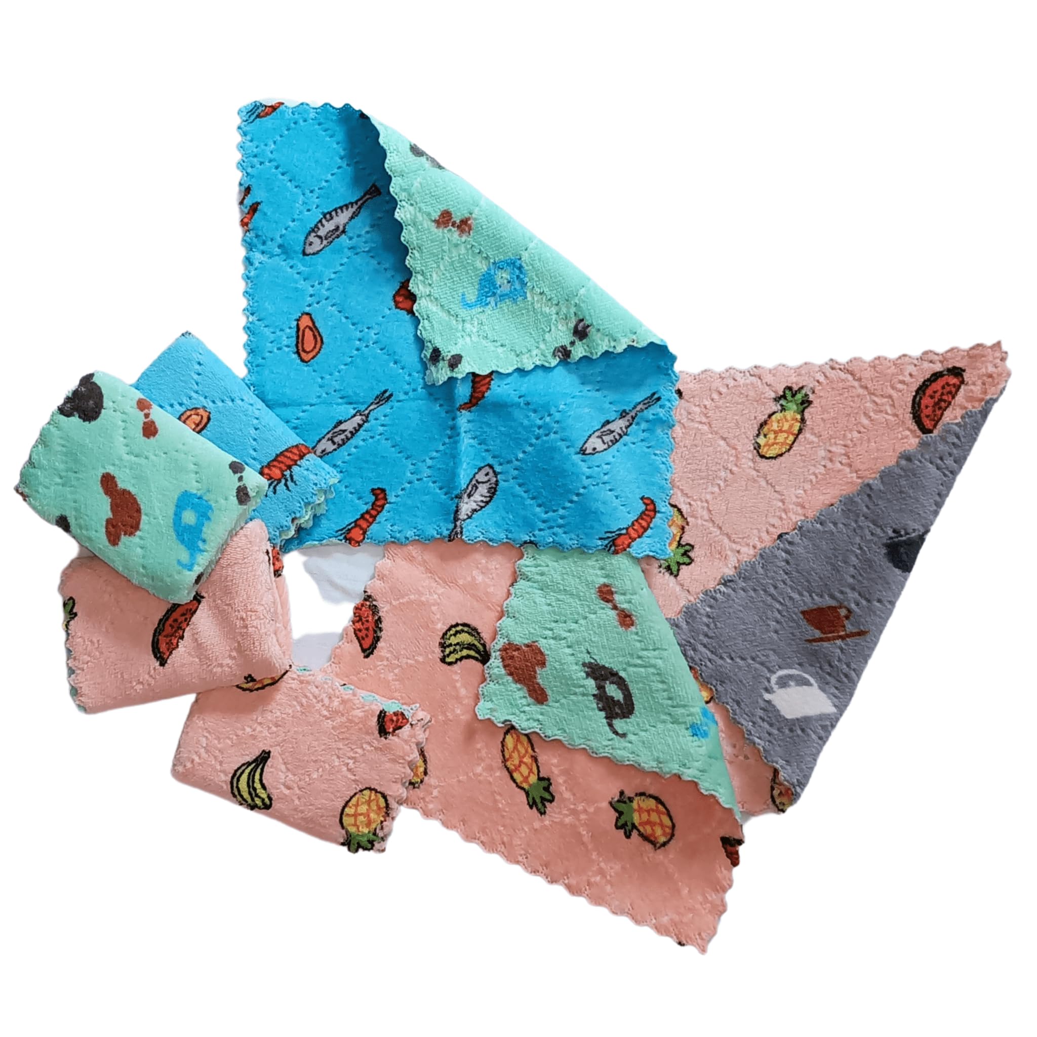 Microfiber Face Towel Handkerchief Rumal 400GSM Extra Soft and Super Absorbent fruit Printed Face Towels for girls Women's, Kids and Newborn Babies Set of 6 Multicolor-image-49