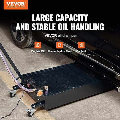 Miniatura 2 de VEVOR Bandeja de drenaje de aceite de perfil bajo, bandeja de drenaje de aceite de 20 galones con bomba, bandeja de cambio de aceite con bomba