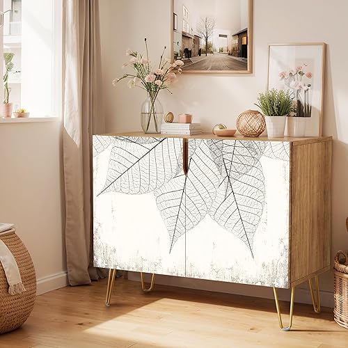 Vista 21 de SIGNWIN Aparador Buffet Gabinete, Armario de Almacenamiento de Cocina con 2 Puertas, Árbol Vibrante Naranja de Otoño Bosque, Mesa Consola Alacena