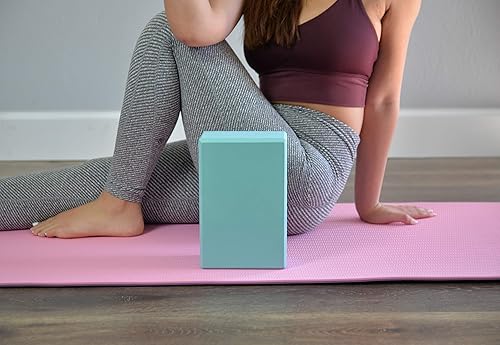 Miniatura 2 de Bloques de yoga, accesorio de entrenamiento de espuma de alta densidad, comodidad óptima, bueno para todos los niveles, verde azulado, paquete de 2