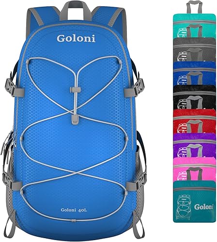 Mochila de senderismo,Mochila plegable ultraligera de 40 litros,Mochila plegable resistente al agua para viajes, Po Azul, Classic disponible en Yaxa Venezuela