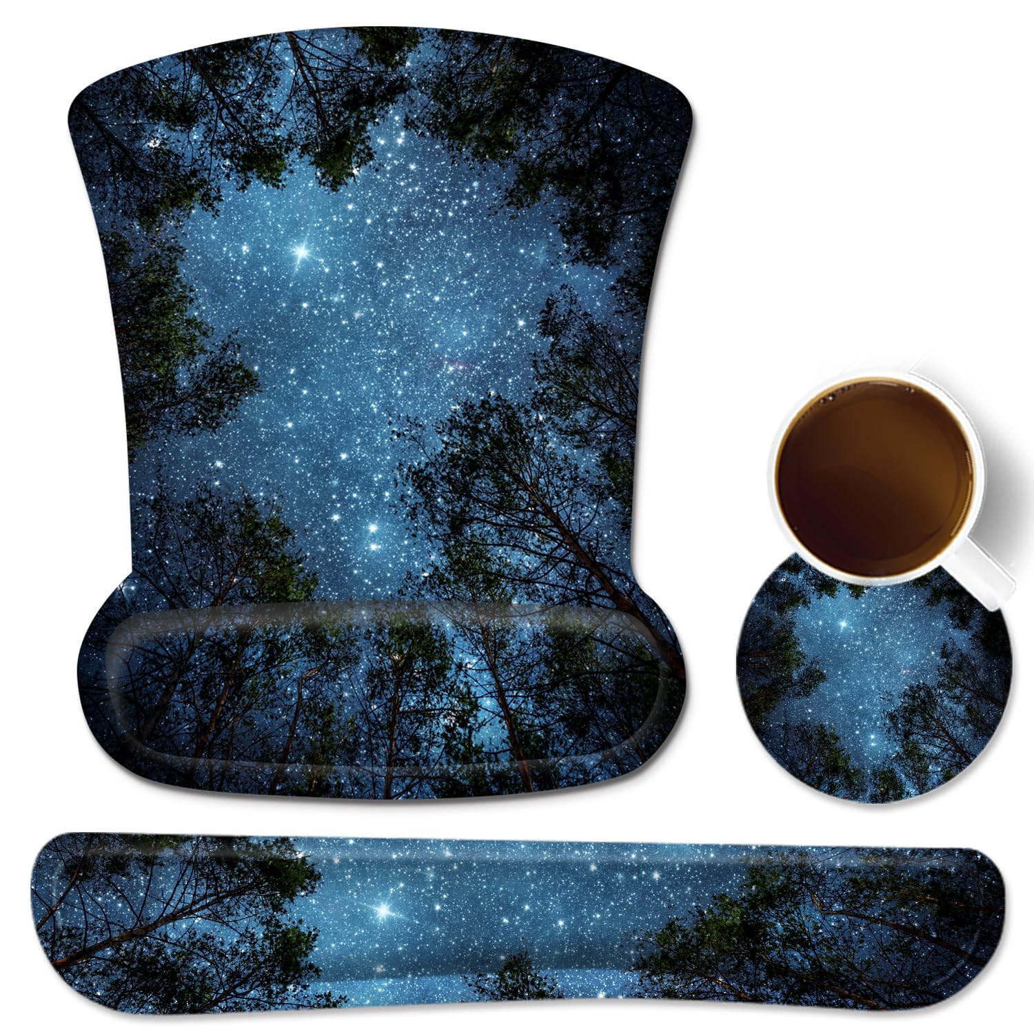 Ergonomic Mouse Pad with Wrist Rest Support and Keyboard Wrist Rest Pad with Coaster, iDonzon Cute Wrist Pad with Non-Slip Rubber Base and Raised