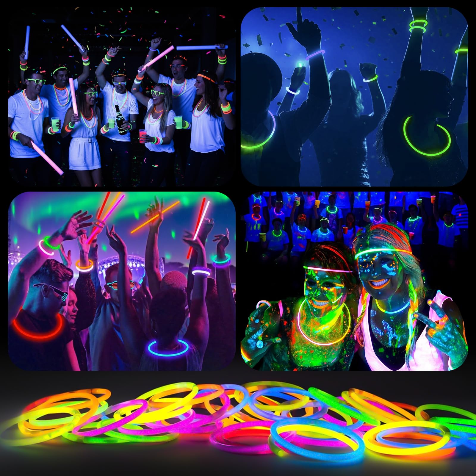 Bracelets Fluorescents Glow Sticks Party Favors 150PCS pour Enfants Adultes Halloween Decoration