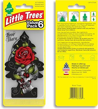 LITTLE TREES Car Air Freshener | Hanging Tree Provides Long Lasting Scent for Auto and Home | 24 Air Fresheners |Rose Thorn