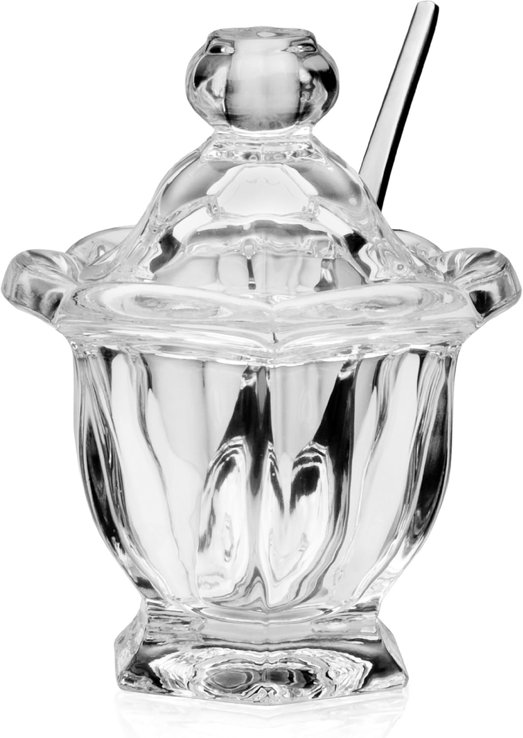 Godinger Windsor Jam/Honey Jar with Spoon, Clear Canning