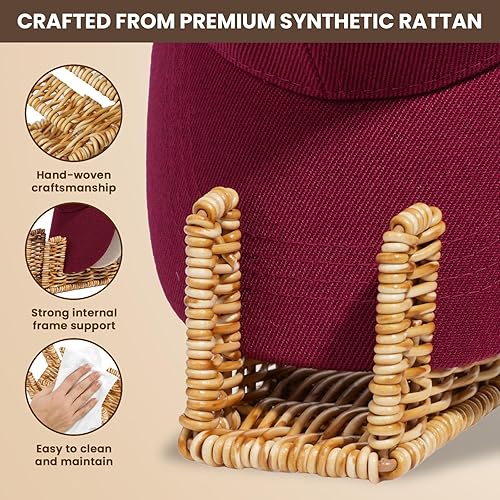Miniatura 4 de Organizador de sombreros de ratán sintético para gorras de béisbol, con capacidad para 14 gorras de camionero y ala plana, elegante estante de