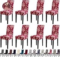 Vista 23 de Fundas de Silla de Navidad, Juego de 4 Fundas Elásticas para Sillas de Comedor, Protectores de Silla para Decoración de Navidad/Decoración del Hogar