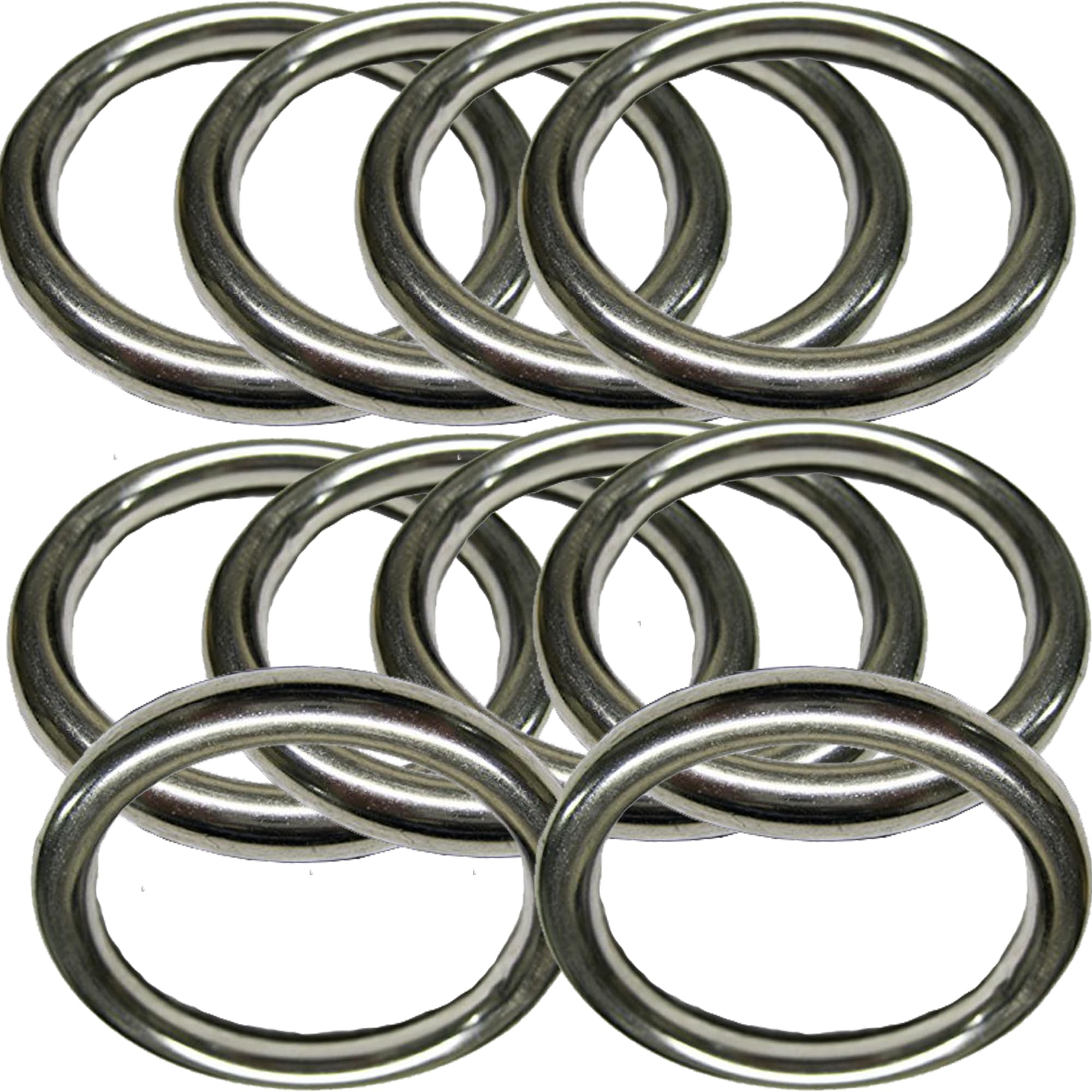 5mm x 40mm O Rings, Pack of 10 – A4 316 Marine Grade Stainless Steel Welded Polished Round Ring for Bag Making, Dog Collars, Webbing, Equestrian, Boat & DIY Craft