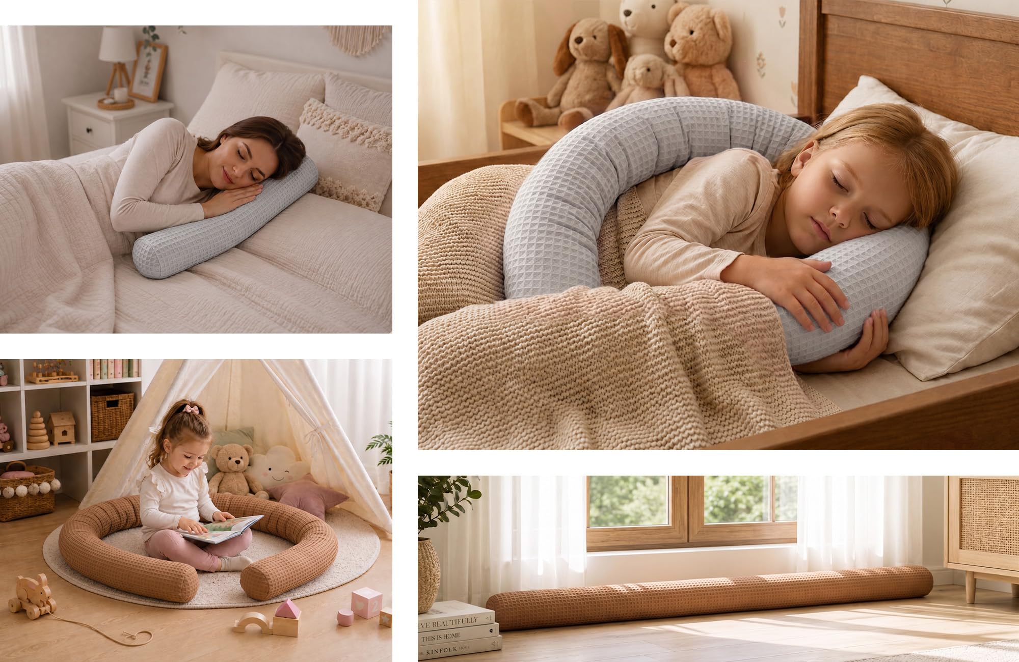 Totsy Baby Cuscino XXL a forma di serpente per letto, cuscino da allattamento, cuscino decorativo, protezione per il bordo del letto, paracolpi XL Grigio 150 cm Certificato Oeko-Tex