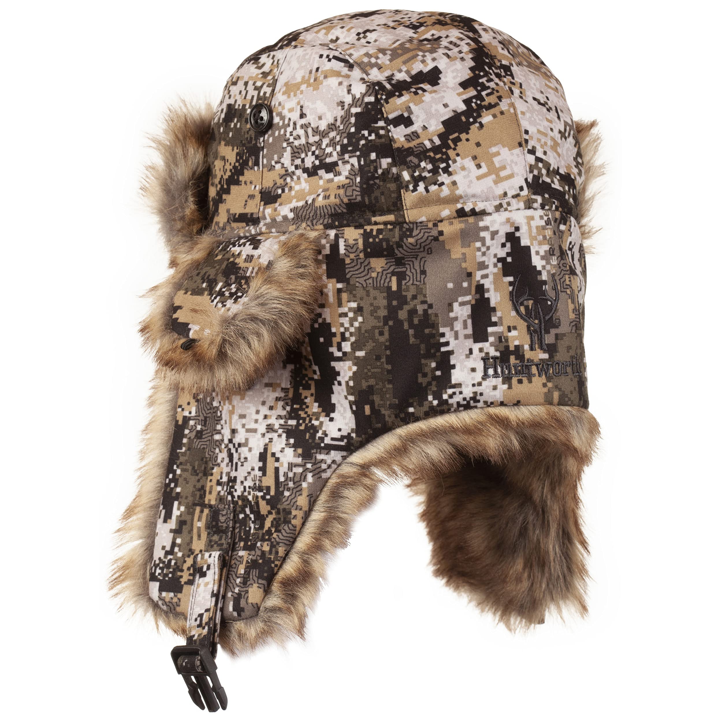 Guide Gear Men's Faux Fur Trapper Hat with Ear Flaps, Warm Winter Cap for Cold Weather Buffalo Plaid XL/2XL