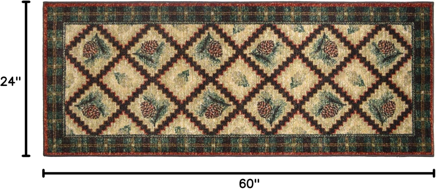 Cozy Cabin CC60410 24X60 Pleasant Pine Accent Rug, 24"x60", Green