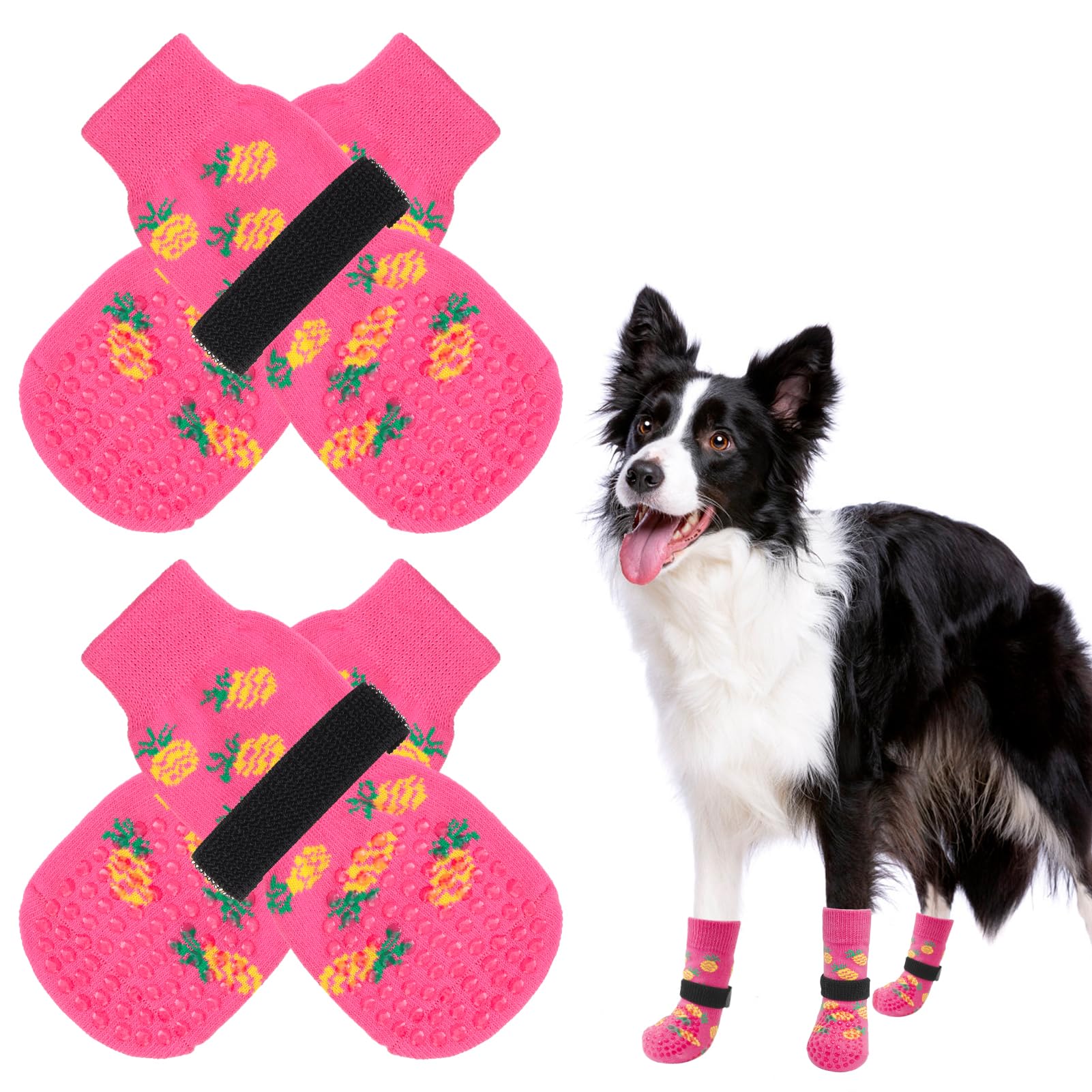 SCENEREAL Anti Slip Dog Socks to Prevent Licking Paws for Hardwood Floors, Double Sides Dog Shoes Boots & Paw Protectors for Hot/Cold Pavement, Dog
