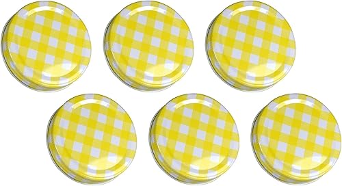 Miniatura 1 de Sunshine Mason Co - Tapas para tarros de una pieza, 6 piezas, color amarillo a cuadros