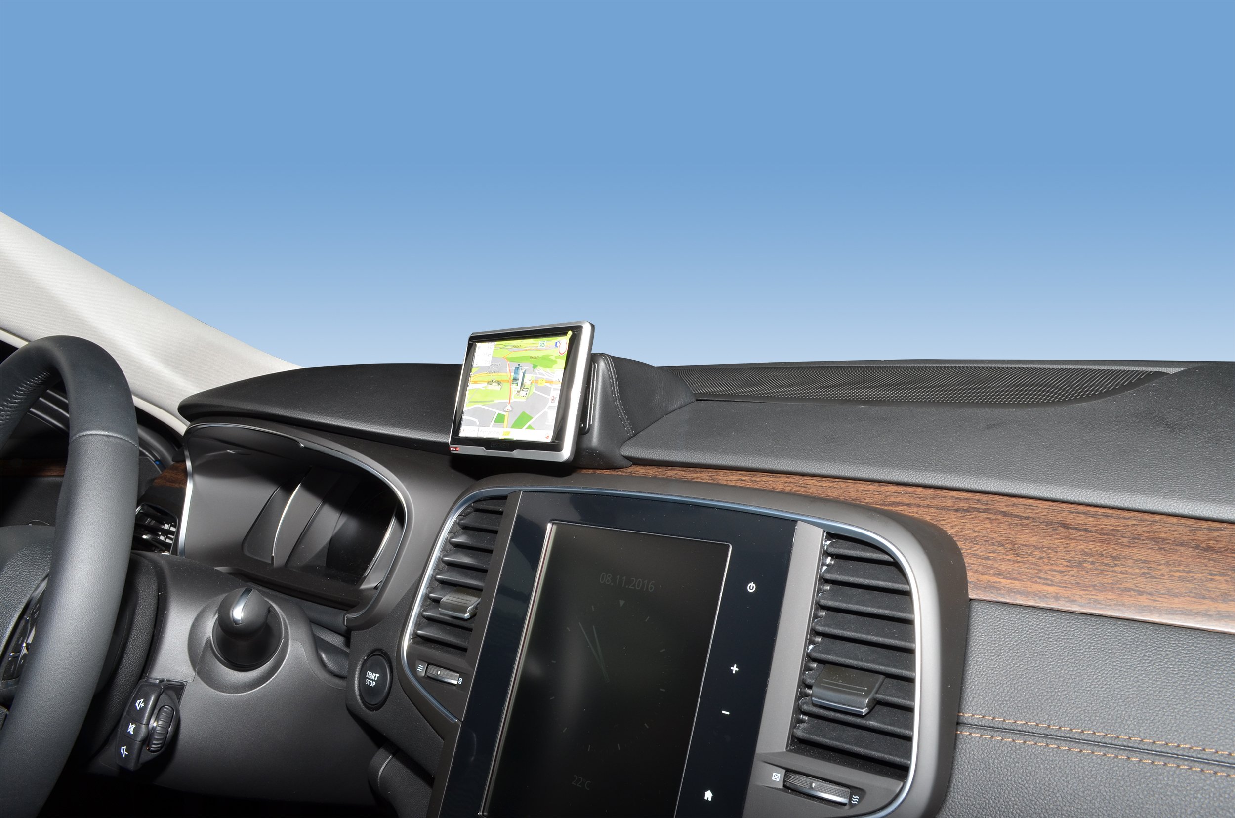 KUDA Uchwyt na telefon komórkowy pasujący do Renault Talisman od 2016 roku – konsola telefoniczna do smartfonów, telefonów komórkowych, nawigacji i wielu innych – konsola ze sztucznej skóry, czarna,