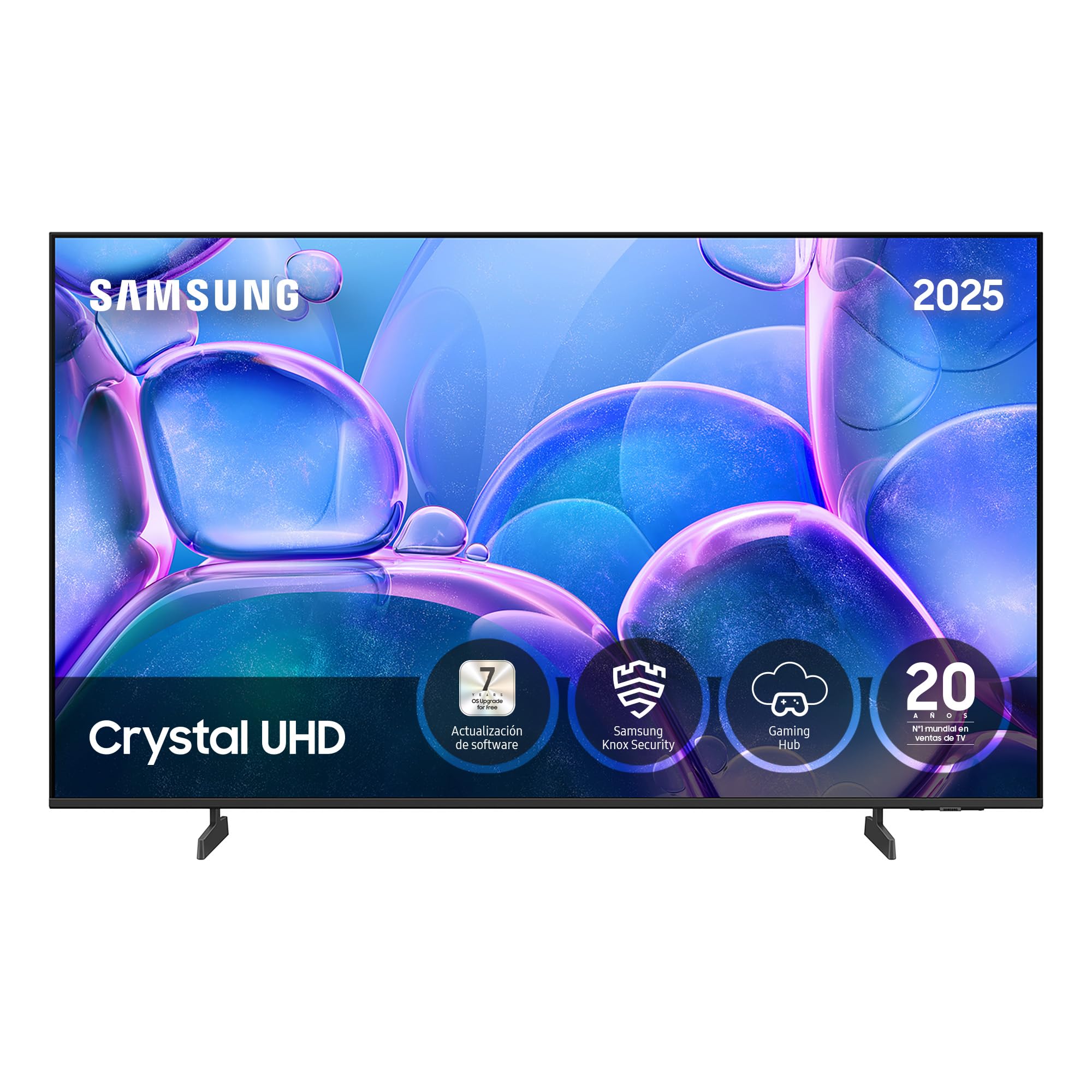 Samsung TV 55 Pulgadas Crystal UHD U7025F 4K Smart TV, Colores increíbles con Crystal Processor 4K, Escucha Todos los Altavoces con Q-​Symphony, Datos protegidos Knox Security y Gaming Hub
