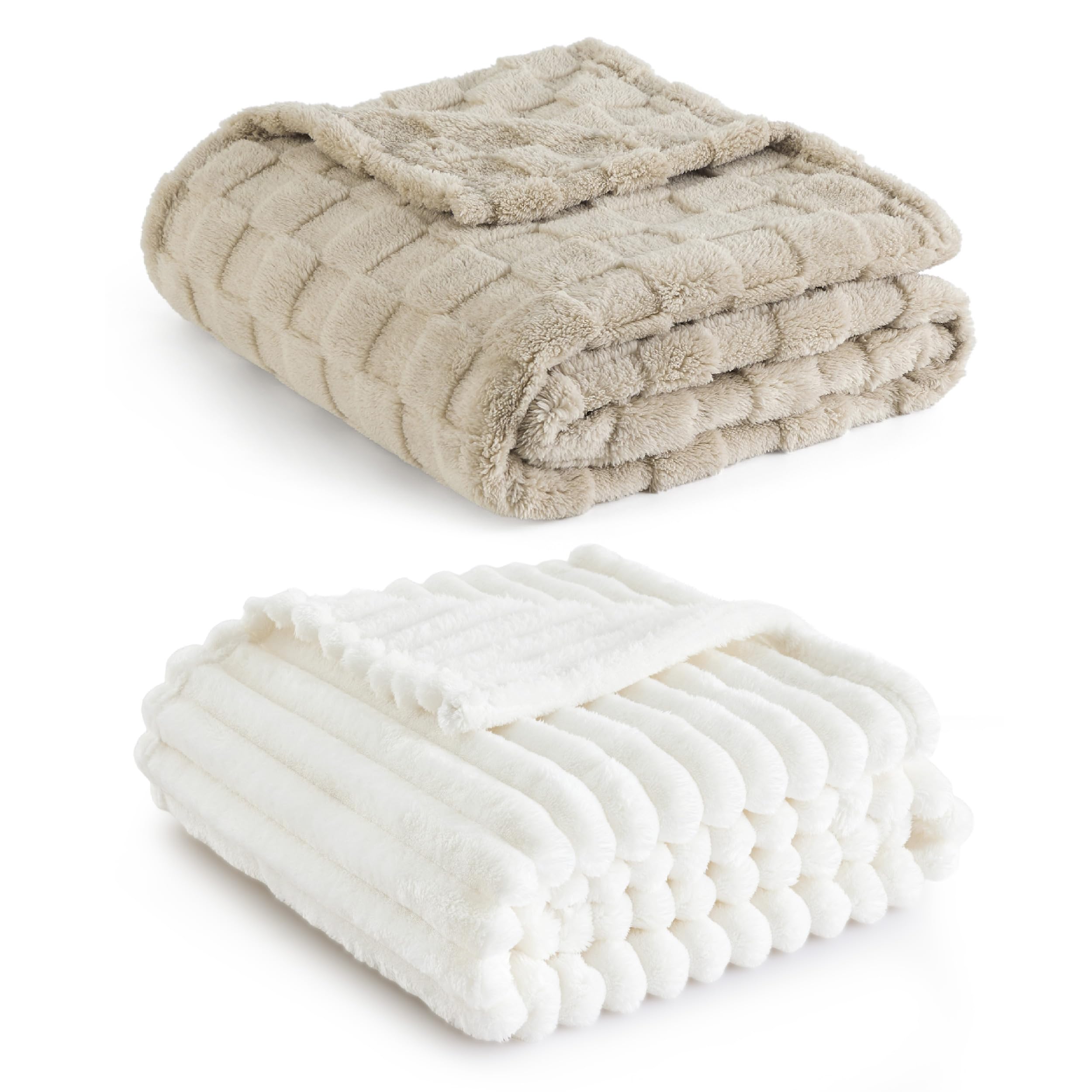 Bedsure Fleece Throw Blanket White Beige Desertcart Seychelles