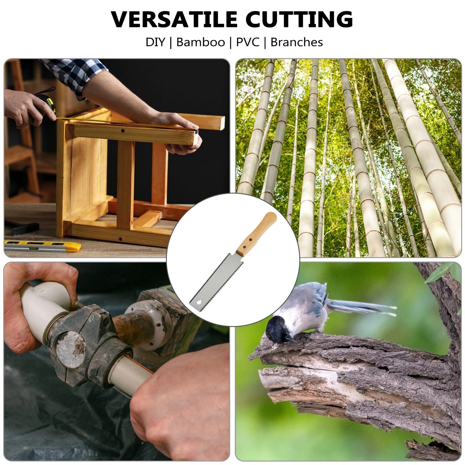 Sega A Trazione Doppia 11/17 TPI – Lama SK5 310mm Con Manico In Faggio –Kerf 1,1mm Per Taglio Fine E Basso Strappo–Durezza 50 HRC/60 HRC – Falegnameria, Giardinaggio, Edilizia, Fai-da-te