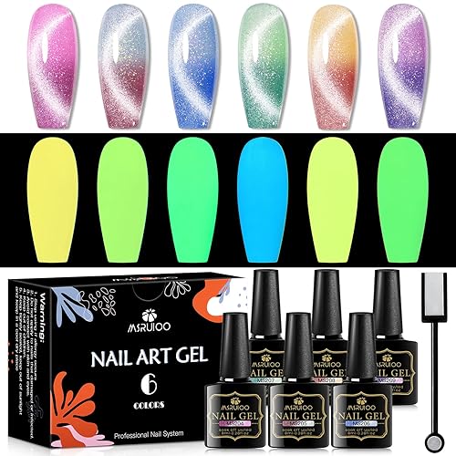 MSRUIOO Esmalte de uñas de gel que cambia de color juego de esmalte de uñas de gel que brilla en la oscuridad esmalte de gel con purpurina que