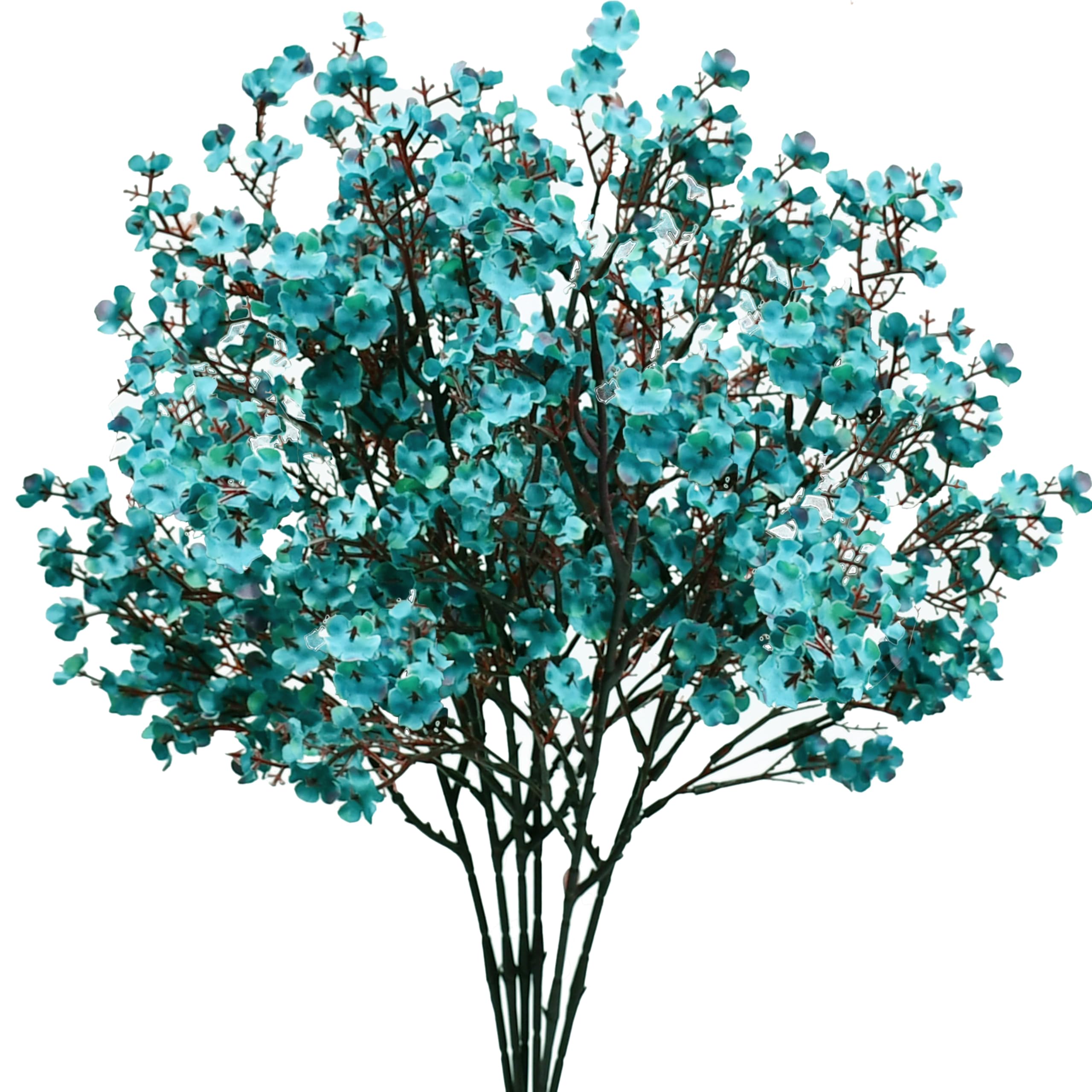 Mandy's Teal Artificial Baby’s Breath European Flowers 6 Bundles Silk Gypsophila with Bendable Stems for Valentine's Day and New Year Centerpiece Wedding Decor and Table Arrangements