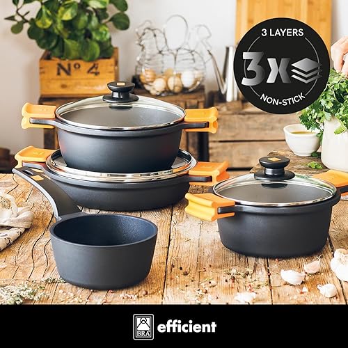 Miniatura 6 de Bra isogona - Cazuela alta y profunda con revestimiento antiadherente sin Pfoa, altamente duradera, con tapa