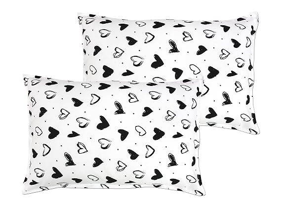 Airwill 100% Cotton Printed Pattern Flap Pillow Covers (46x69cm)(Black, Pack of 2 Pieces)