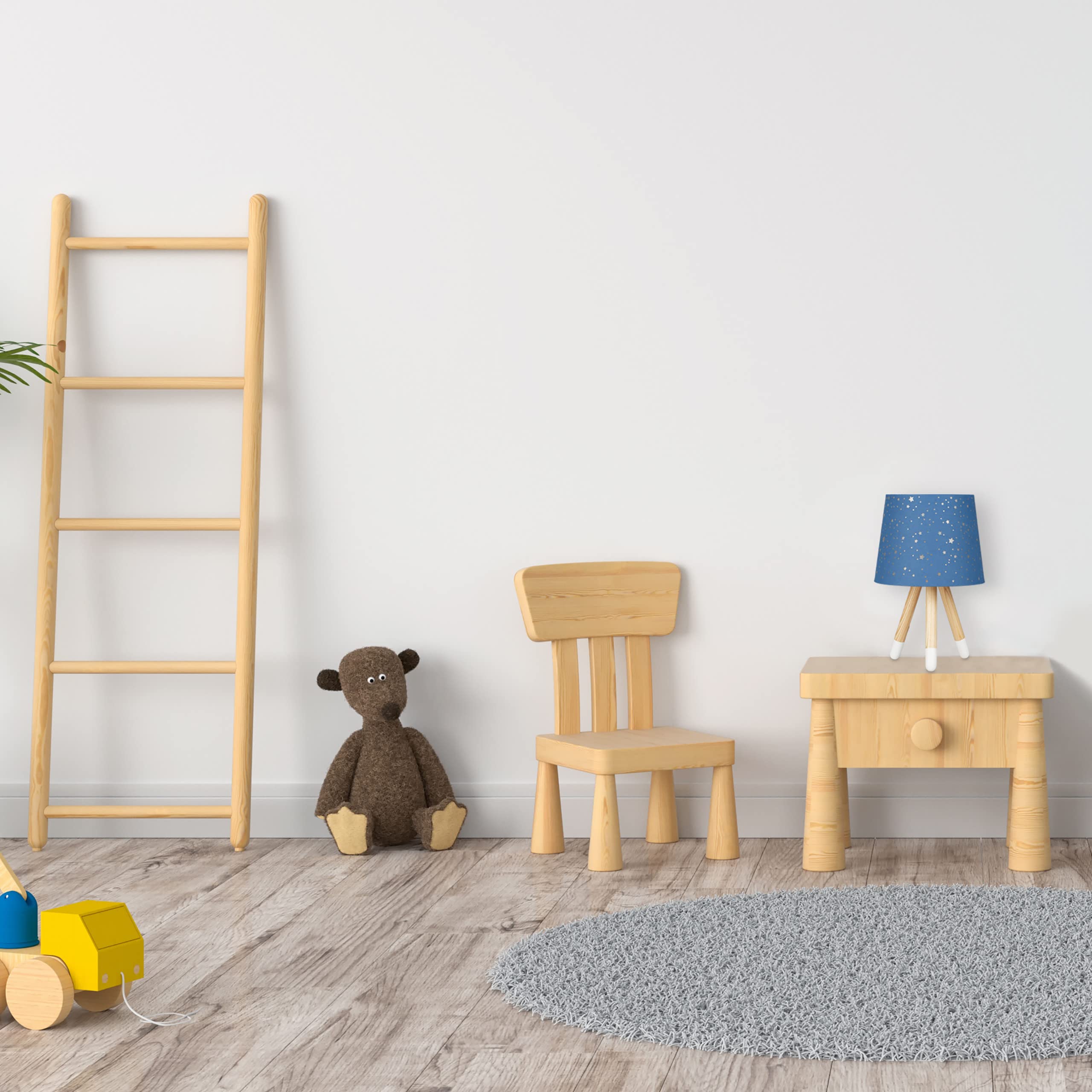 Relaxdays Lámpara de mesa infantil, Para niños & niñas, E14, Redonda, 40 cm, Estrellas, Azul