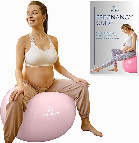 ProBody Pilates Bola de parto - Ejercicio de pelota de embarazo para el trabajo de parto con libro, pelota de yoga para el embarazo dirigida al