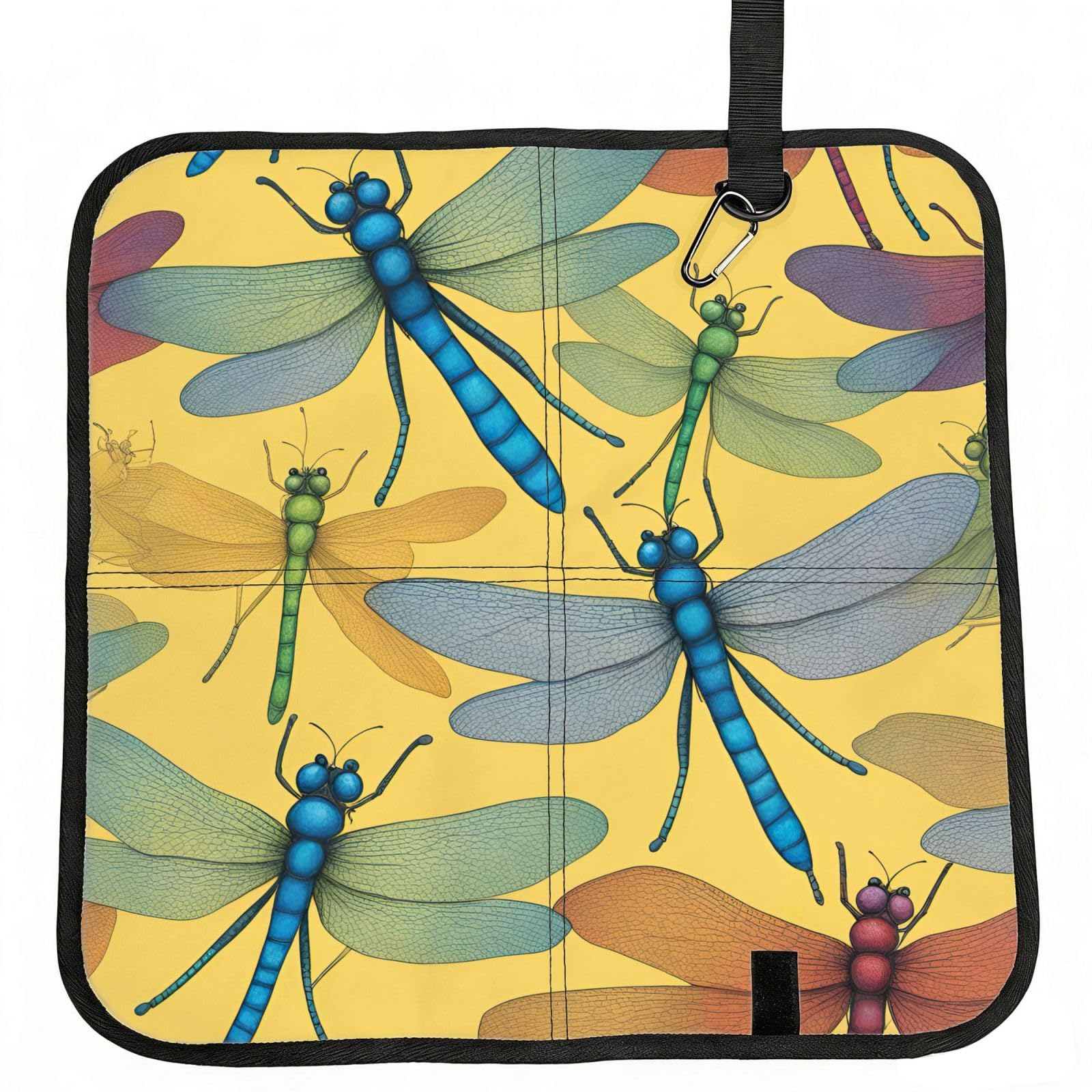 AYYQWE Colorful Dragonfly Print Foldable Seat Cushion Portable Chair Pad Office Commuting Picnic Camping Outdoor