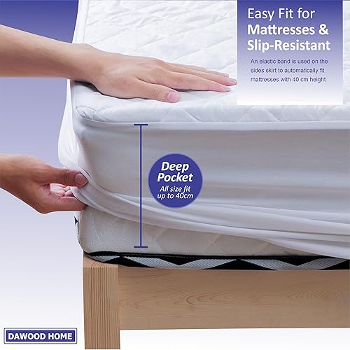 Miniatura 5 de Protector de colchón 100% impermeable tamaño King, sábana bajera ajustable con bolsillos elásticos, suave, transpirable, sin ruido e hipoalergénica