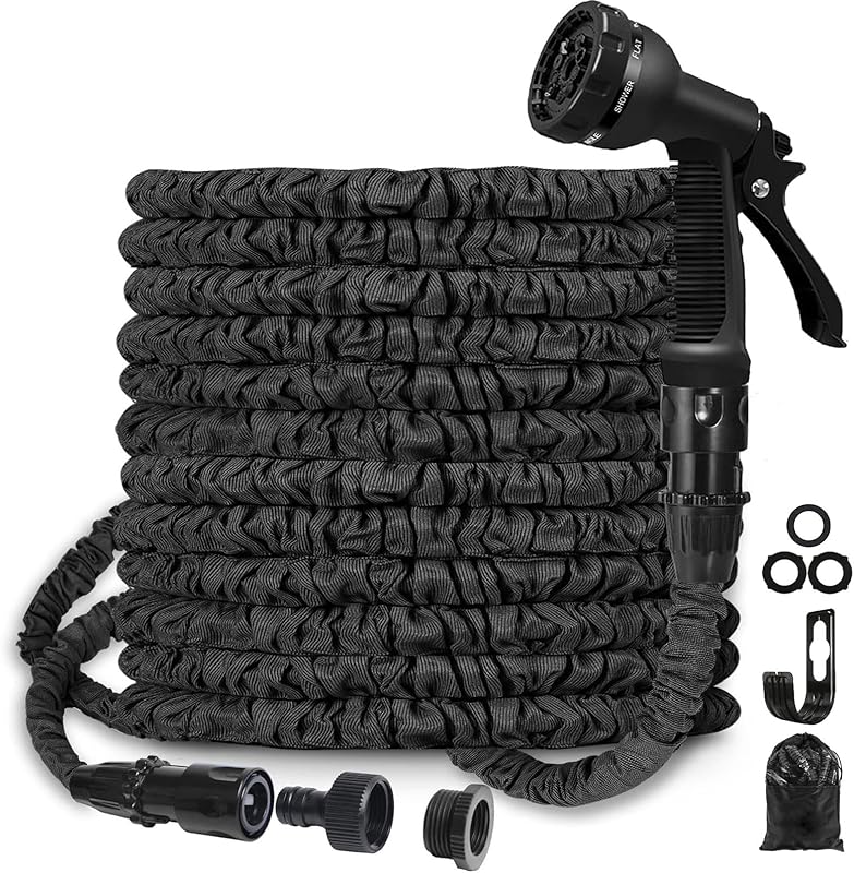 Tuyau d'Arrosage Extensible 15m, Garden Hose avec Noyau en Latex Haute Densité et Gaine en Tissu 110