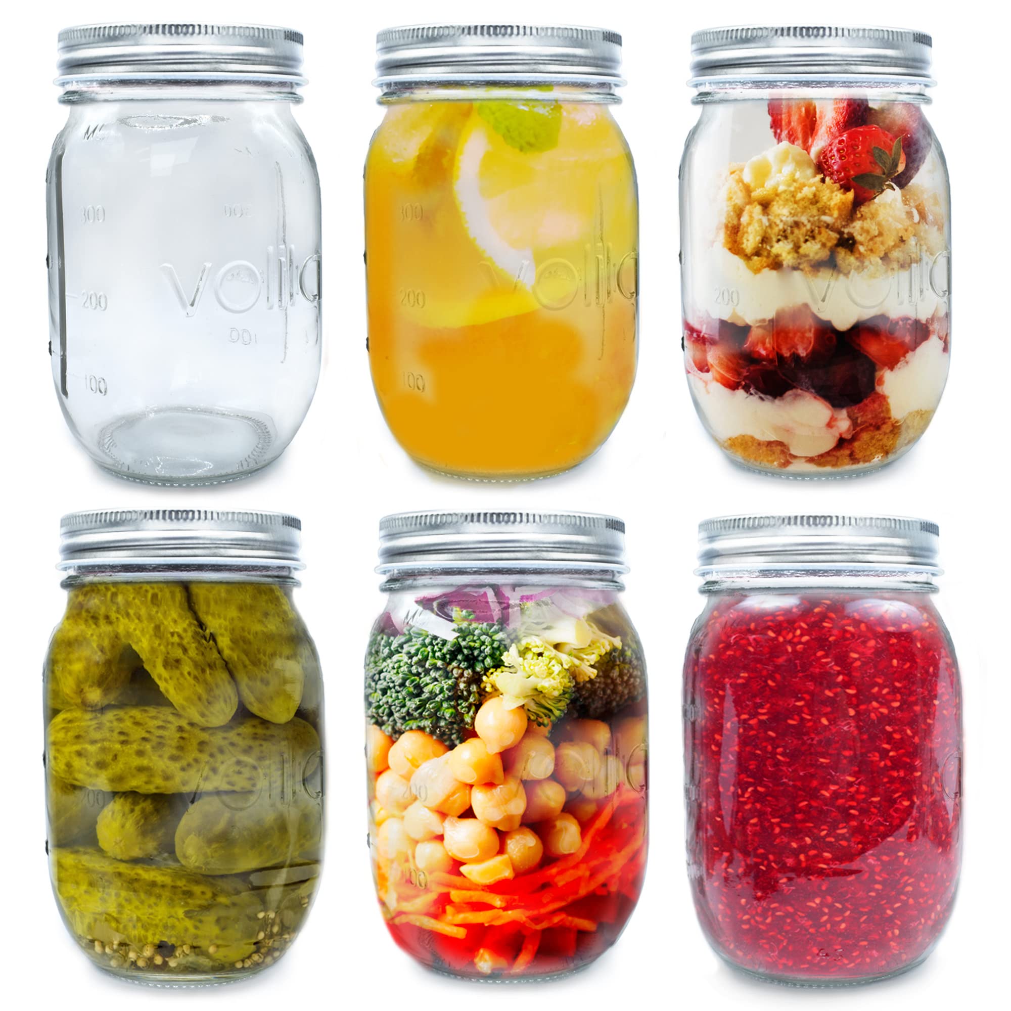 Buy volila Mason Jars with Lids (490ml Pack of 6) Mason Jar