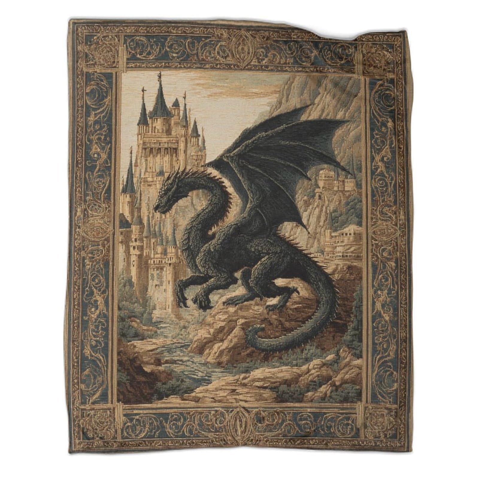 kaiyun Black Dragon, Castle Throws,Soft And Warm Printed Flannel for Bed And Sofa 40x50inch(100x130cm)