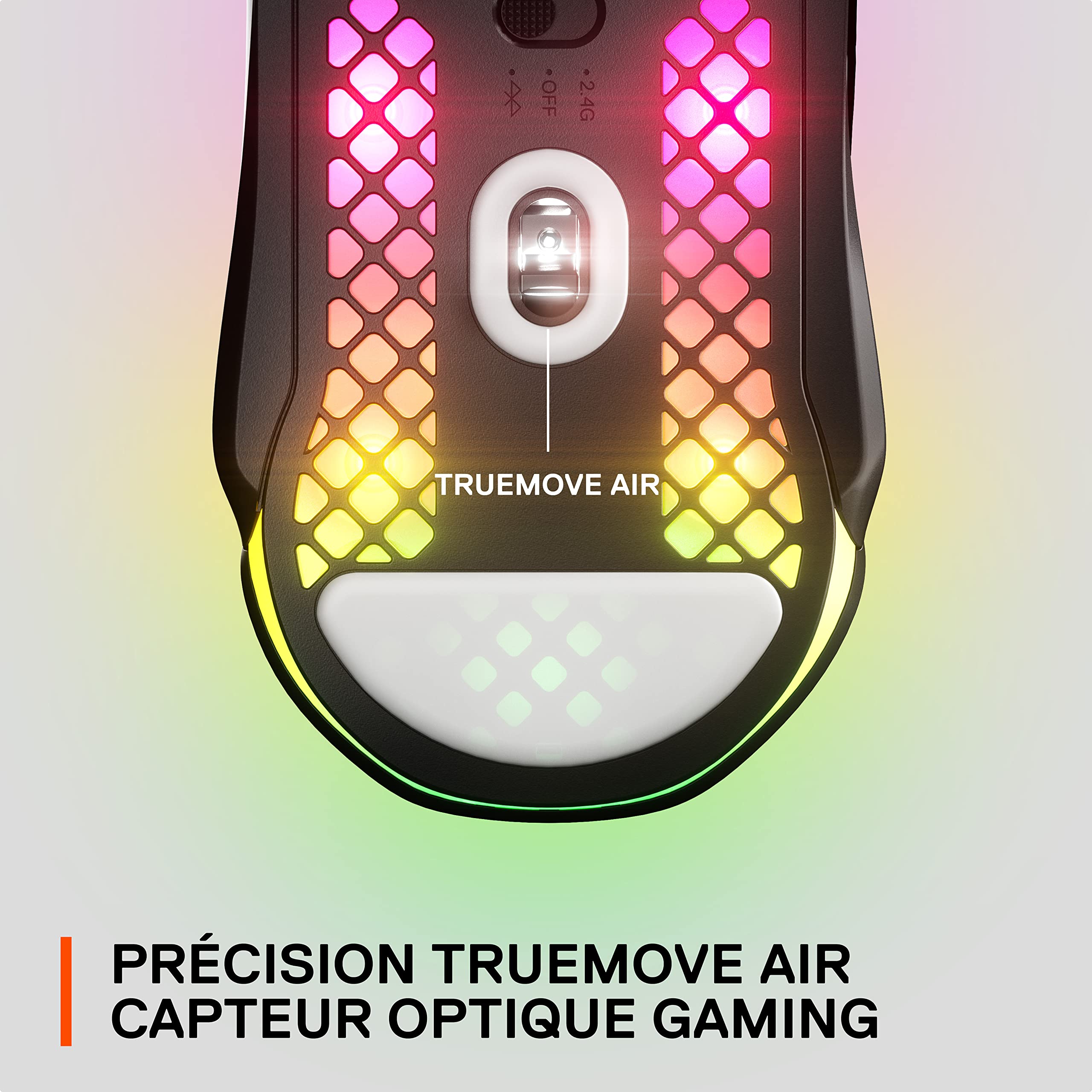 SteelSeries Aerox 5 Wireless - Souris gaming perforée RGB - Design ultra-léger et étanche - 9 boutons - Bluetooth/2.4 GHz - Capteur optique TrueMove Air 18K DPI