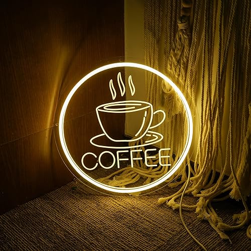 BIOWAY - Letrero de neón de café para bar, decoración de estación de café, letrero de neón para bar, cerveza, pub, tienda, letrero de barra con