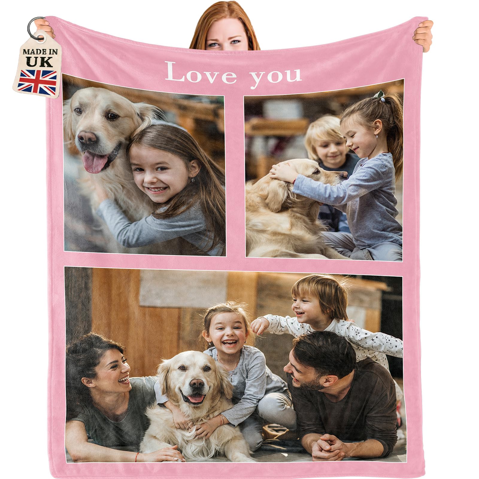 Bemaystar Personalised Blanket for Adults Kids -Gifts, Personalised Photo Blanket with Text, Custom Blanket, Gifts for Pet Mum Dad Kids Couple Friends, Gifts for Valentines Day Birthday