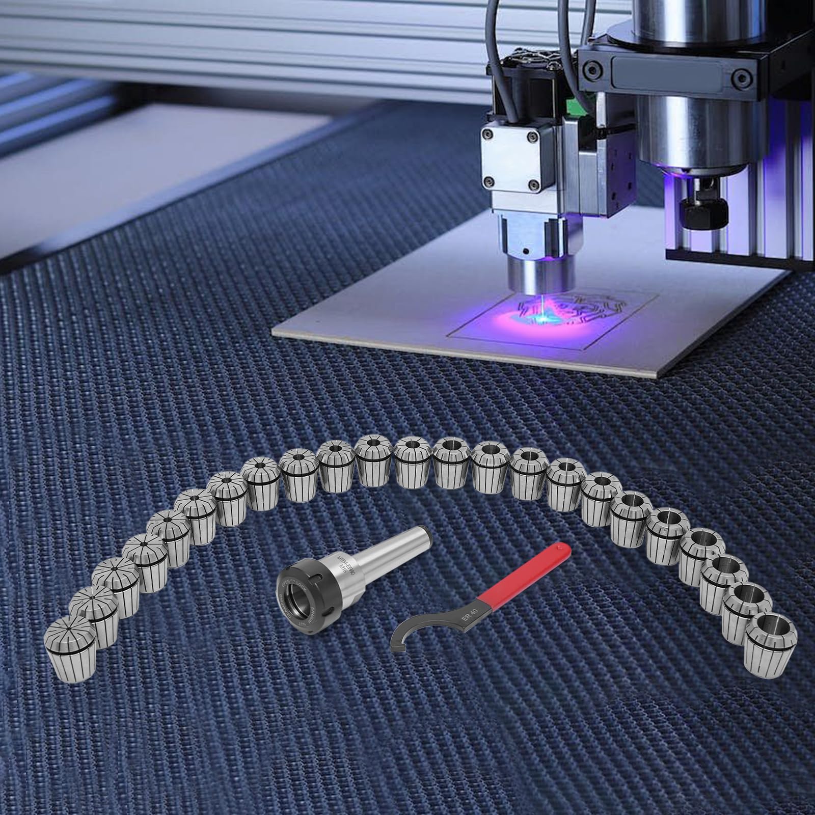 Set di 23 pinze di serraggio ad alta precisione ER40, con pinze MK4/MT4 M16, set di pinze a molla (Ø 4 – 26 mm) in acciaio a molla per macchina da incisione CNC