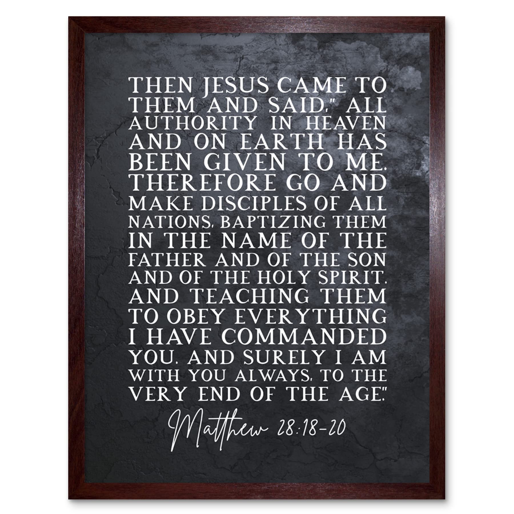 Artery8 Matthew 28:18-20 Jesus I am with you always to the very end of the age Christian Bible Verse Quote Scripture Typography Art Print Framed Poster Wall Decor 12x16 inch