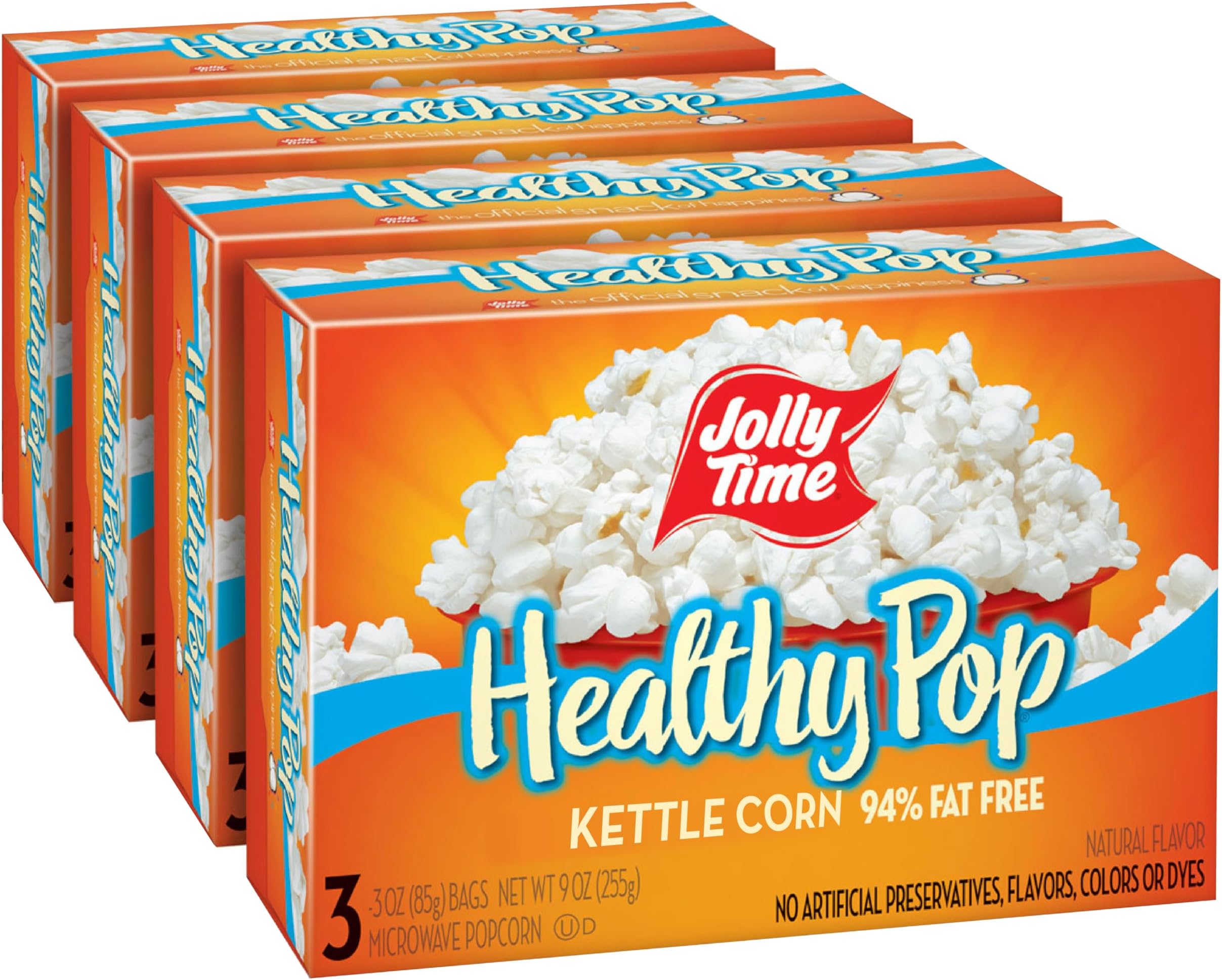 Jolly Time Healthy Pop Microwave Popcorn, Low Fat Gluten Free Non-GMO (Healthy Pop - Kettle Corn, 3 Ounce (Pack of 12))