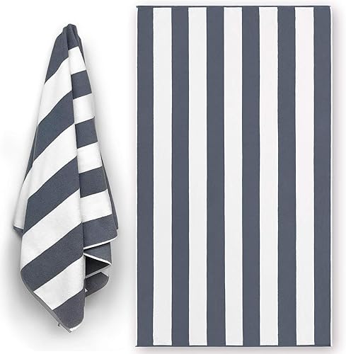 Miniatura 8 de Toalla de playa grande de lujo, extra suave, 40 x 72 pulgadas, Prime Yacht Classic Cabana Stripe Hotel Pool & Resort Style Double Terry Yarn teñido
