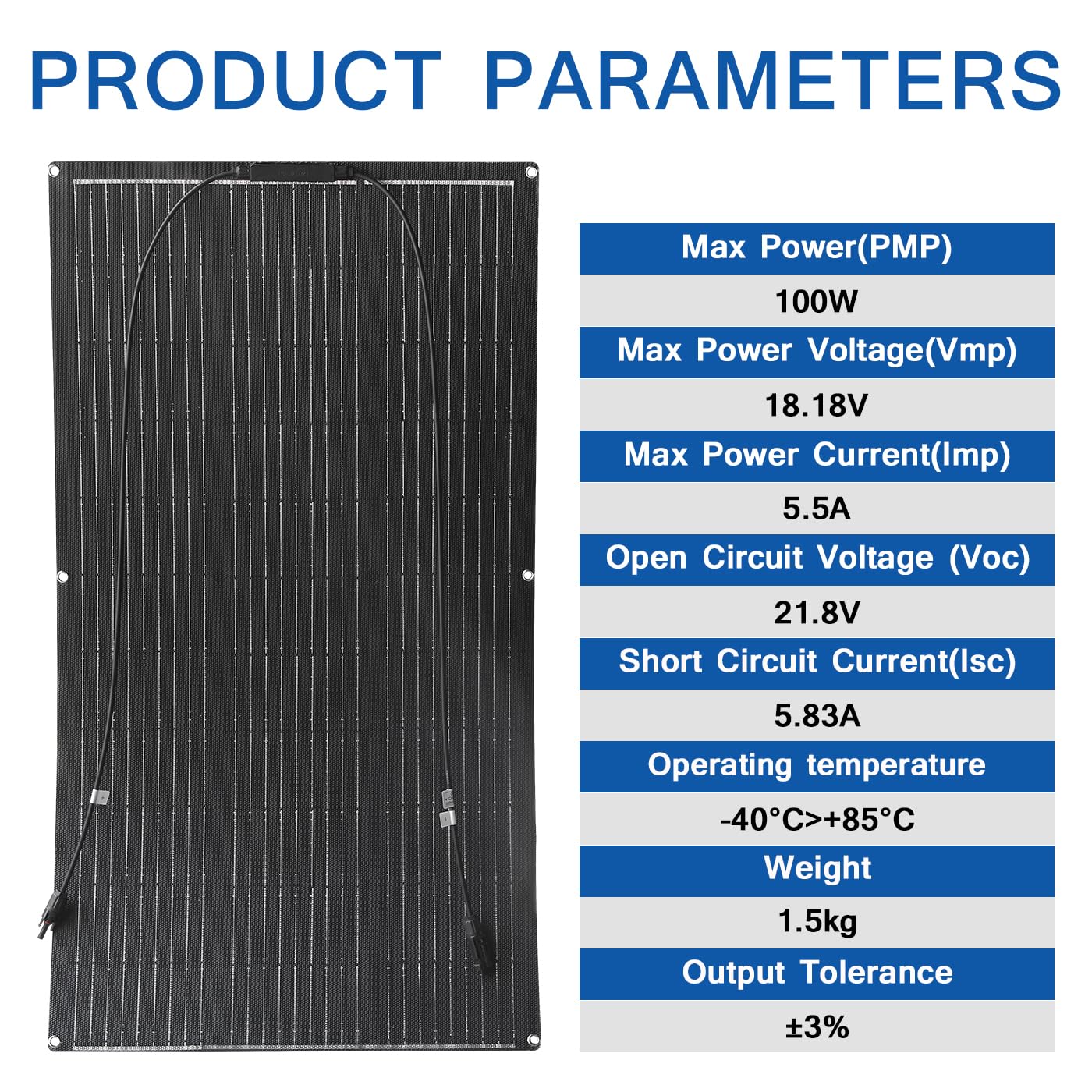 ETFE Flexibel Monokristallijn Zonnepaneel - 100W 12V Kit voor Off-Grid ETFE Flexibel Monokristallijn Zonnepaneel - 100W 12V Kit voor Off-Grid