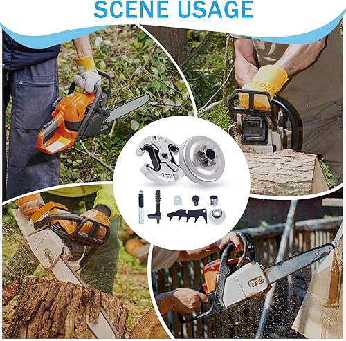 Miniatura 3 de Adefol . Kit de tambor de embrague de motosierra 7T de 325 pulgadas, piezas de repuesto con bomba de aceite, engranaje helicoidal, cojinete de