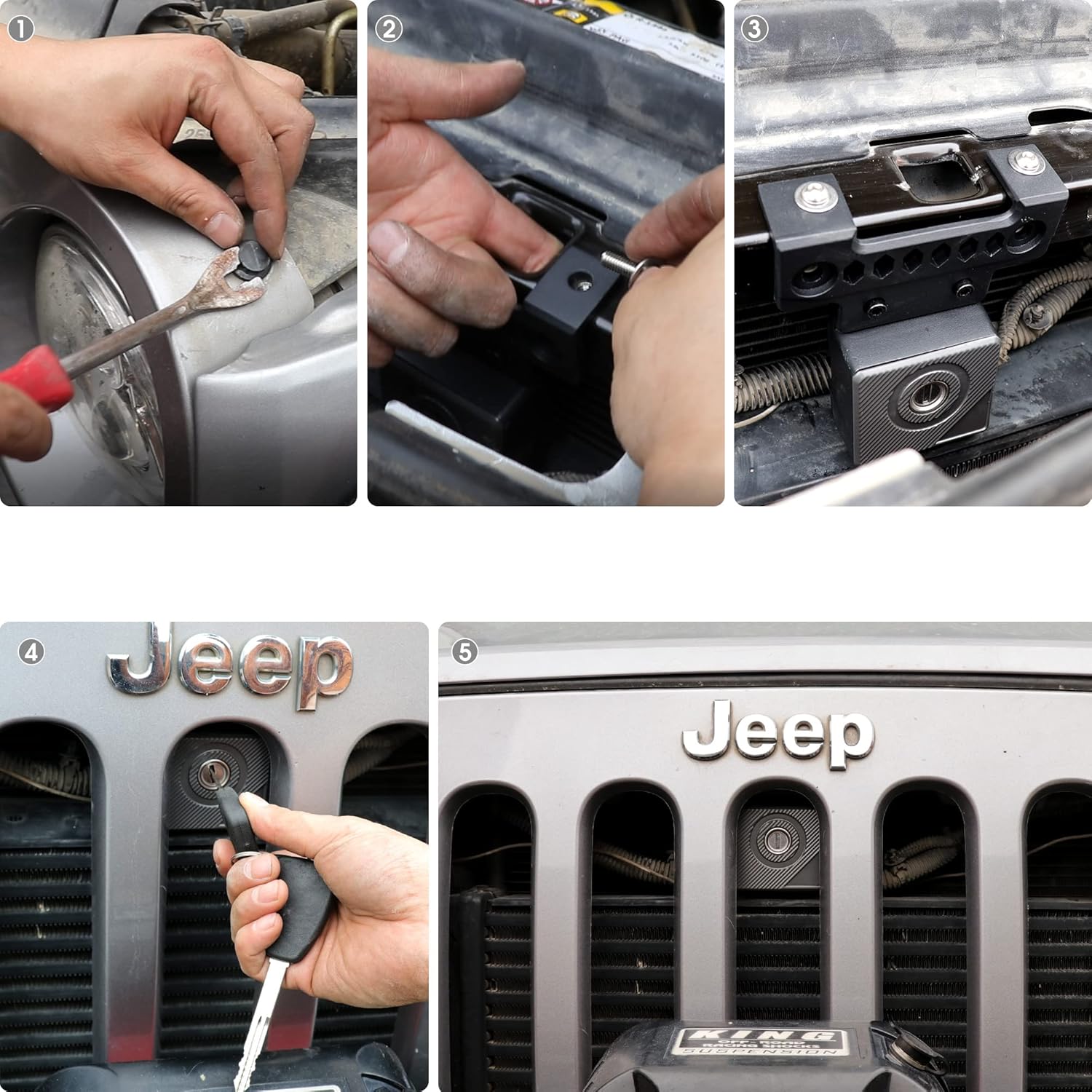 BESTAOO Anti-Theft Hood Lock for Jeep Wrangler JK, Hidden Locking Hood Latches for 2007-2018 Jeep Wrangler JK JKU(Including 4xe), Aluminum, with 2 Keys