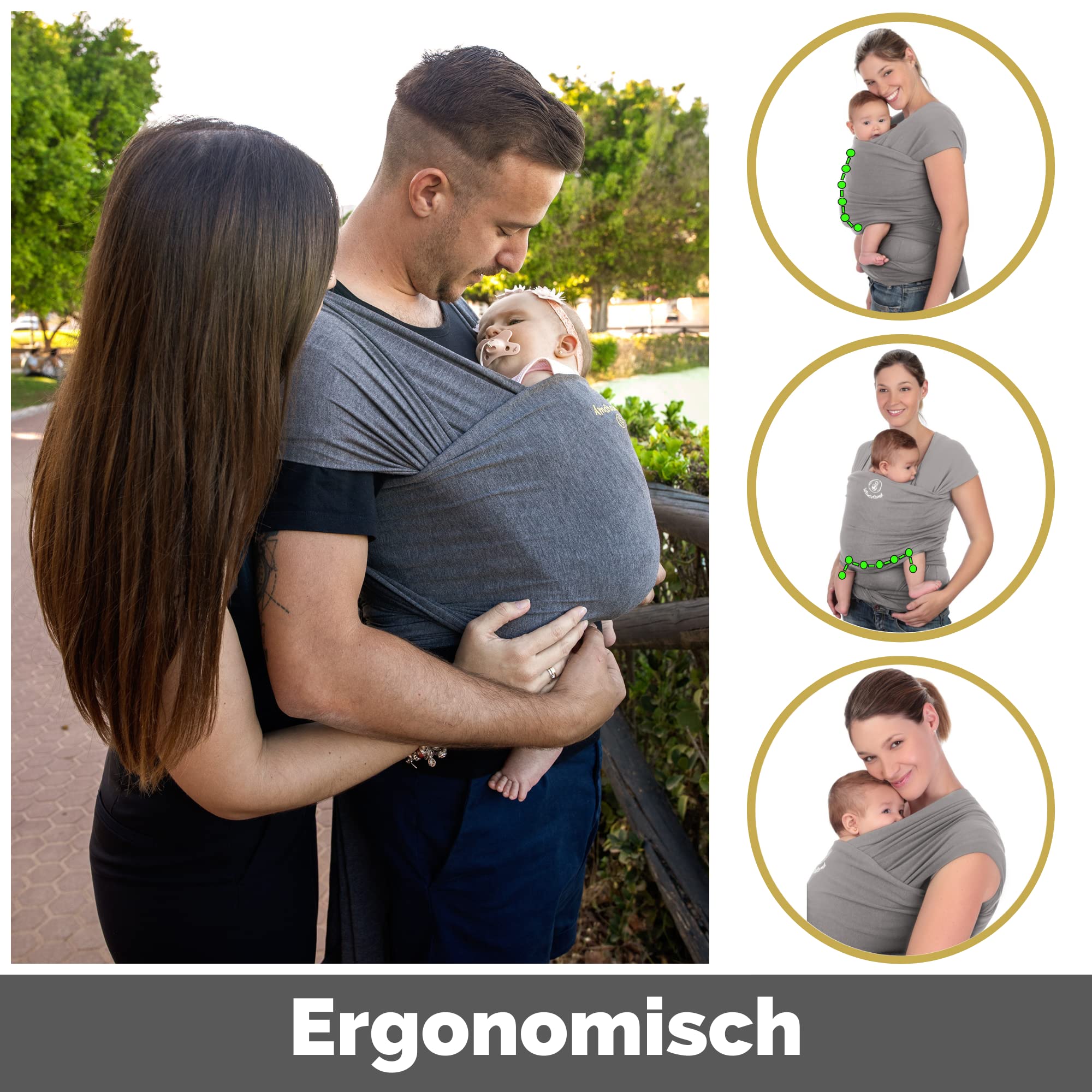Amarsupiel | Amarsupiel BAMBOO Babytragetuch | Einfach zu bedienende elastische Babytrage | OEKOTEX Bambuszertifikat | Made in Germany